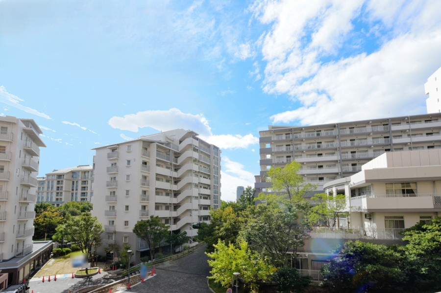 前面の建物とは距離が離れておりますので、開放的な空間が広がります。美しく整えられた区画や植栽が街の雰囲気を彩っています。毎日の駅までの道のりも住吉川の自然を感じながら気持ちよく歩けます。