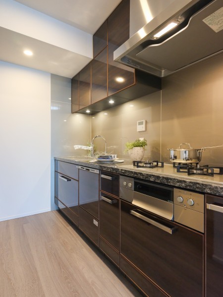 快適な家事動線が確保された壁付けシステムキッチンです。住まいと暮らしにフィットするデザイン性と機能性を兼ね備えています。